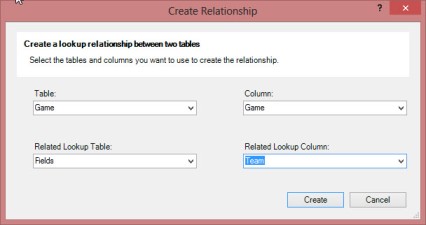 Create Relationships Dialog