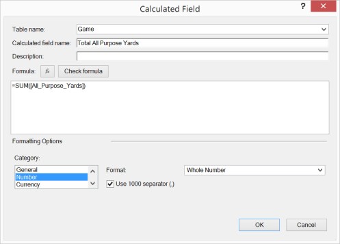 Total All Purpose Yards Measure - Calculated Fields